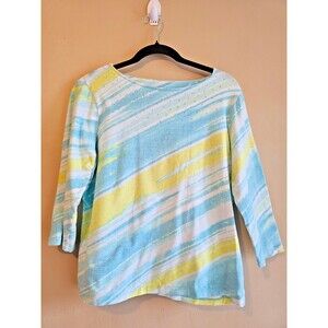 Blue Waves Water Color SZ M, casual, beach, artsy, Ruby Road brand